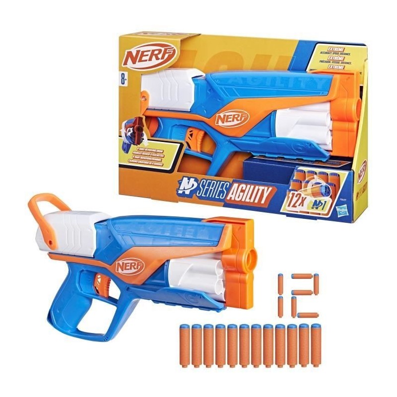 NERF blaster Agility N Series, 12 fléchettes Nerf N1 uniquement pour les blasters Nerf N Series, barillet 6 fléchettes, jeux d NERF blaster Agility N Series, 12 fléchettes Nerf N1 uniquement pour les blasters Nerf N Series, barillet 6 fléchettes, jeux d