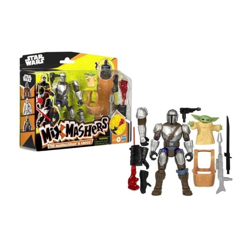 MixMashers Mandalorien et Grogu, figurine deluxe personnalisable a mélanger et combiner avec accessoires, Star Wars, Des 4 ans MixMashers Mandalorien et Grogu, figurine deluxe personnalisable a mélanger et combiner avec accessoires, Star Wars, Des 4 ans