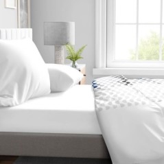 Drap Housse - HOME LINGE PASSION - HP71760 - 90 x 190 cm + 30 cm bonnet - Microfibre - 82 g - BLANC