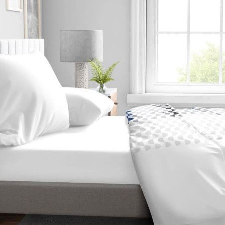 Drap housse - HOME LINGE PASSION - HP71772 - 180 x 200 cm + 30 cm bonnet - Microfibre - 82 g - Blanc