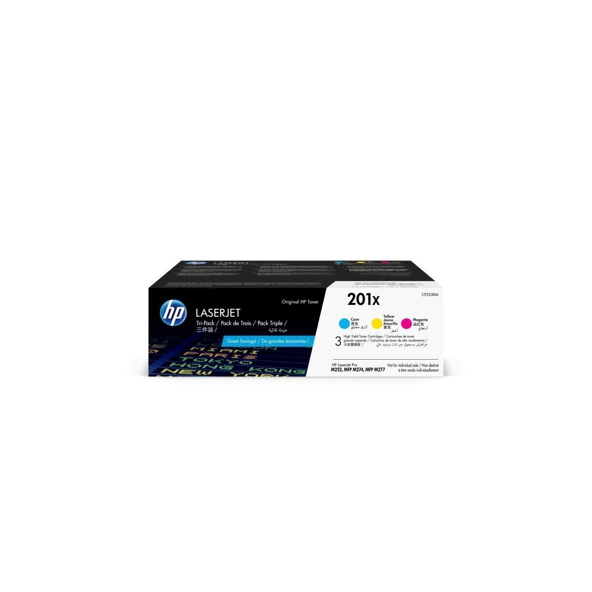 Cartouches de toner HP 201X - Pack de 3 couleurs grande capacité authentiques pour Color LJ Pro M252/M274/M277