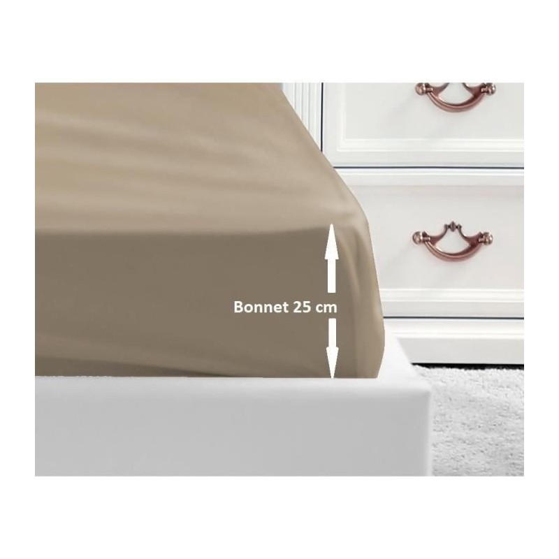 LOVELY HOME Drap Housse 100% coton 140x190x25 cm beige LOVELY HOME Drap Housse 100% coton 140x190x25 cm beige
