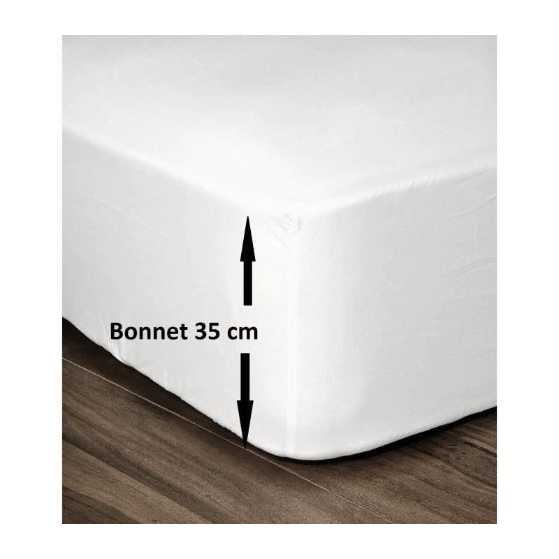 LOVELY HOME Drap Housse 100% Coton 180x200cm - Bonnet 35cm - Blanc LOVELY HOME Drap Housse 100% Coton 180x200cm - Bonnet 35cm - Blanc