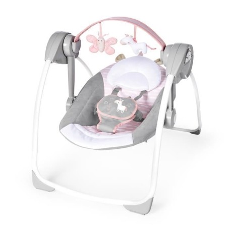 INGENUITY Balancelle bébé électrique compacte  Flora, 6 vitesses de balancement, 3 réglages de minuterie, 12 mélodies, 2 