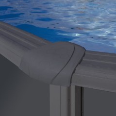 GRE - Kit Piscine hors sol acier ronde grise anthracite - Ø480 x H122 (Livrée avec filtre a sable + échelle)