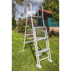 GRE - Kit Piscine hors sol acier ronde grise anthracite - Ø480 x H122 (Livrée avec filtre a sable + échelle)