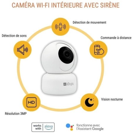 Caméra de surveillance - KONYKS - CAMINI 2 - Intérieur - Motorisée - Wifi - Détéction de mouvements