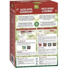 Semences Gazon KB KREGFAC100 - Super Regarnissant 2 kg - Pour terrains ombragés - Germination rapide 7 jours - Pour 100m²