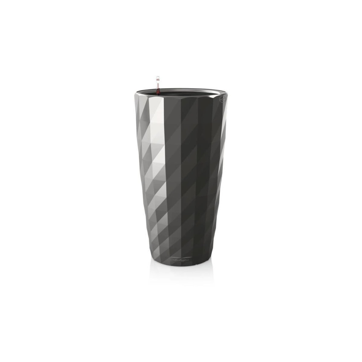 Pot de fleur LECHUZA Diamante Premium - kit complet, anthracite métallisé