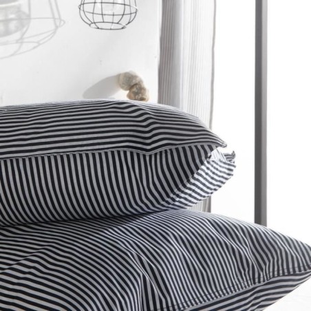 Parure de lit - TODAY Kargo - 220x240 cm - 2 personnes - coton imprimé rayé Navy