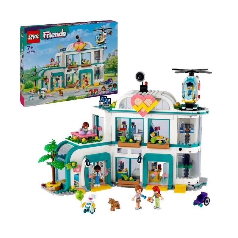 LEGO 42621 Friends L'Hôpital de Heartlake City, Jouet avec Hélicoptere et Figurines incluant Autumn et un Chien LEGO 42621 Friends L'Hôpital de Heartlake City, Jouet avec Hélicoptere et Figurines incluant Autumn et un Chien