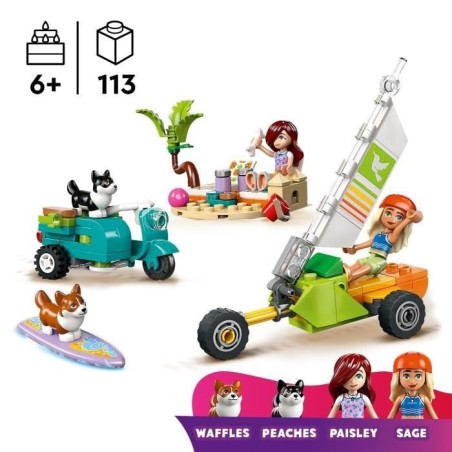 LEGO Friends 42641 Chiens surfeurs et aventures en scooter - Jouet interactif avec Corgis