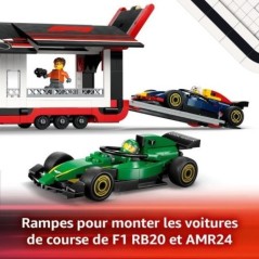 LEGO City 60445 Camion de F1 avec voitures de F1 RB20 et AMR24 - Jeu pour garçon des 8 ans