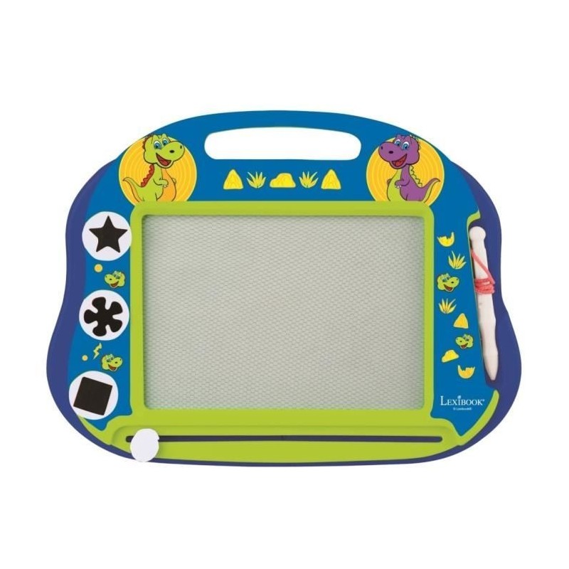 Ardoise Magnétique Enfant - LEXIBOOK - Dinosaure - Multicolore - Effaçable - Avec Tampons Magnétiques