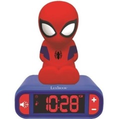 Réveil veilleuse digital LEXIBOOK - Spiderman - 3D lumineux et sonore - Rouge et bleu - Enfant