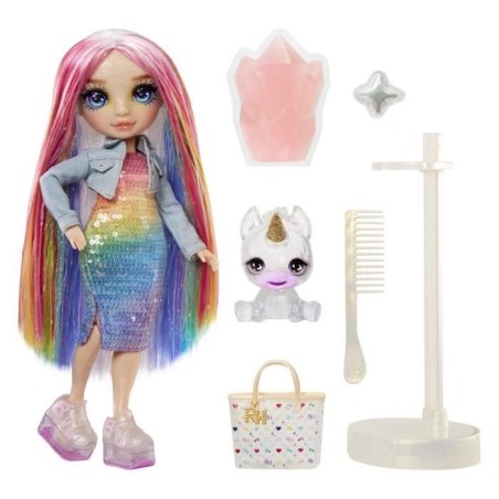 Rainbow High Poupée Mannequin avec Kit de Slime et Animal de Compagnie - Amaya (Rainbow) - Poupée Pailletée 28 cm avec Kit de