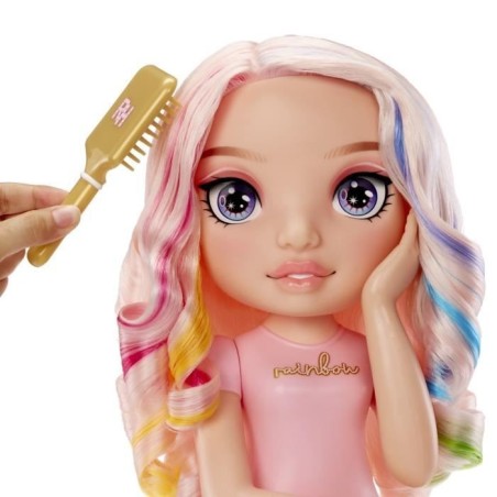 Rainbow High - Tete a coiffer Bella - 33cm - Colorer ongles et cheveux - Utilise les produits pour toi - Des 4 ans