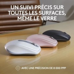 Souris Logitech MX Anywhere 3S Souris Sans Fil Silencieuse, Compacte, Defilement Rapide, Suivi toute Surface en 8K DPI - Rose