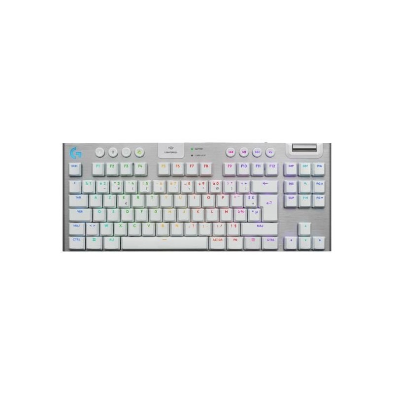 Clavier gamer - sans fil - Logitech G - G915 TKL X - Switch tactile  - AZERTY - Blanc